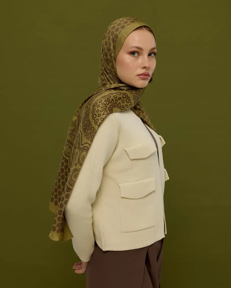 Susam Işıltısı & Kavrulmuş Kahve Bala Hatun Desen Şal - 42