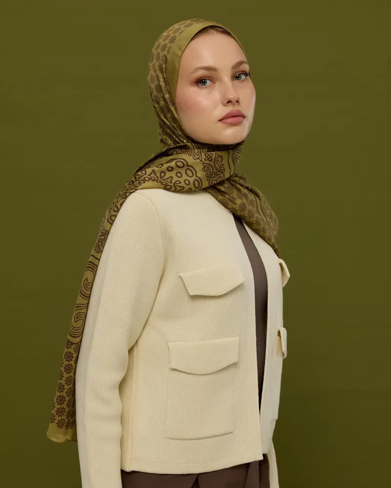 Susam Işıltısı & Kavrulmuş Kahve Bala Hatun Desen Şal - 42