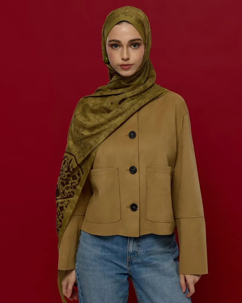 Susam Işıltısı & Kavrulmuş Kahve Saraylı Desen Şal - 42