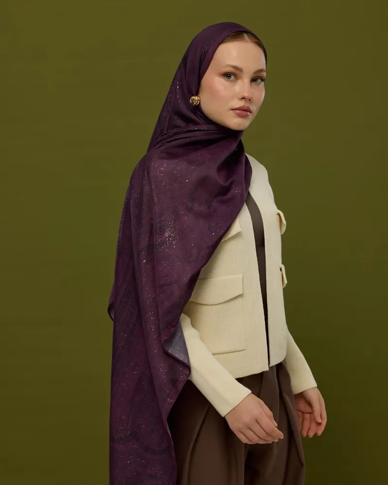 Gece & Mürdüm Hürrem Desen Şal - 76