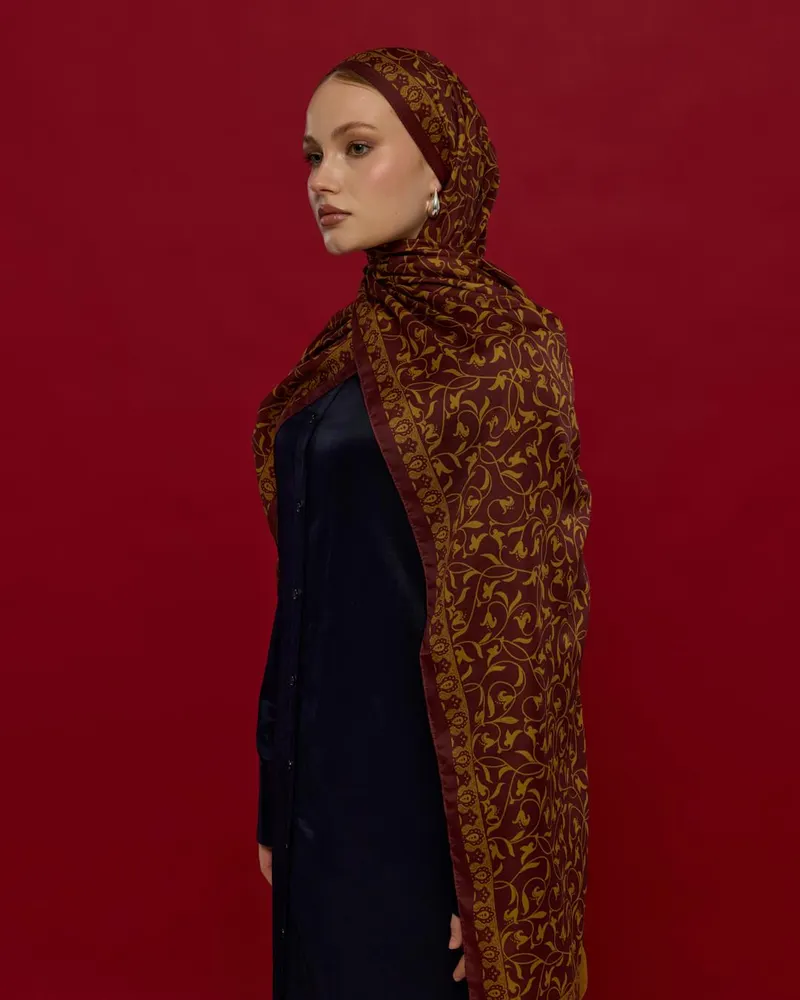 Tarçın Rüzgarı & Saf Altın Lale Bahçesi Desen Şal - 31