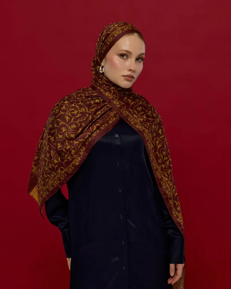 Tarçın Rüzgarı & Saf Altın Lale Bahçesi Desen Şal - 31