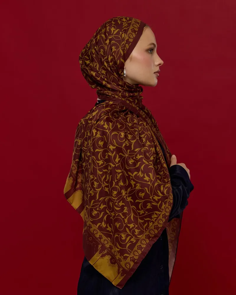 Tarçın Rüzgarı & Saf Altın Lale Bahçesi Desen Şal - 31
