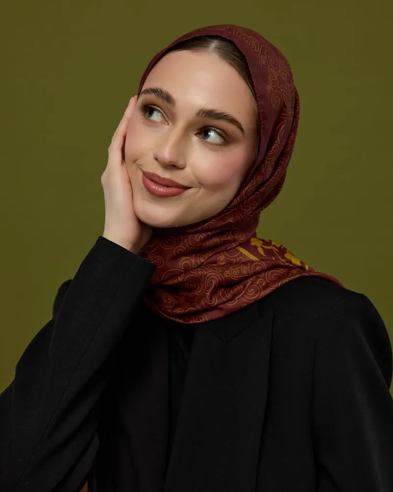 Tarçın Rüzgarı & Saf Altın Saraylı Desen Şal - 31