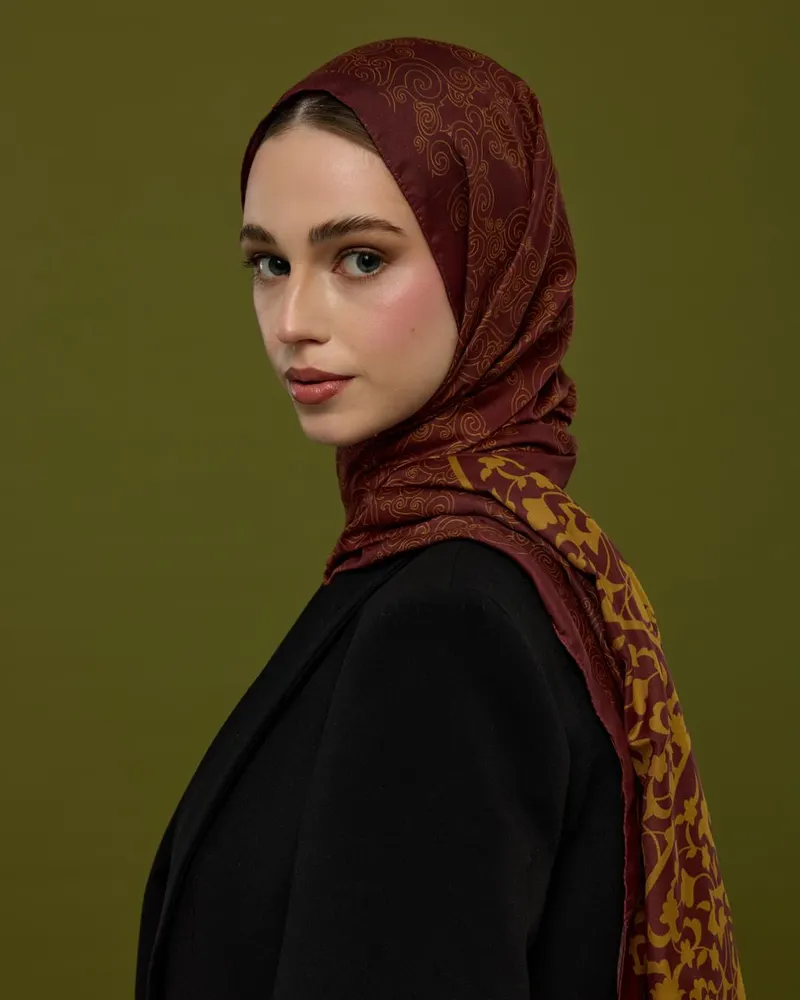Tarçın Rüzgarı & Saf Altın Saraylı Desen Şal - 31