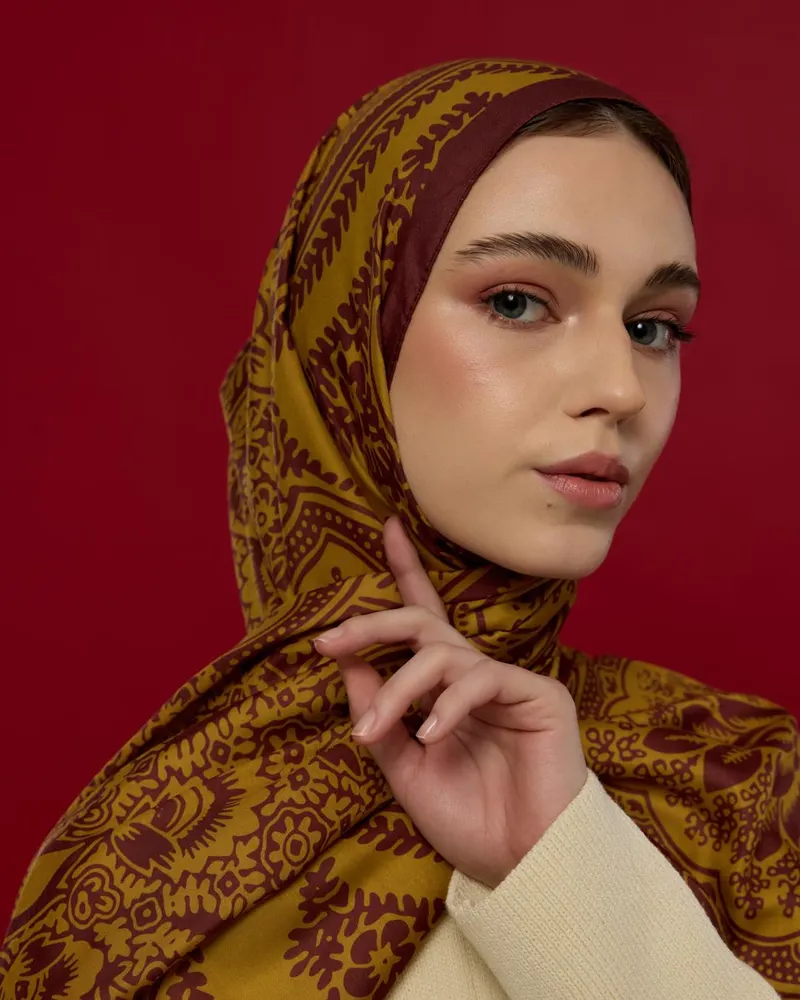 Tarçın Rüzgarı & Saf Altın Sultani Desen Şal - 31