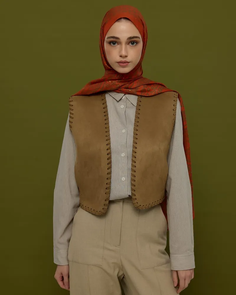 Tarçin & Zeytin Kabuğu Bala Hatun Desen Şal - 18