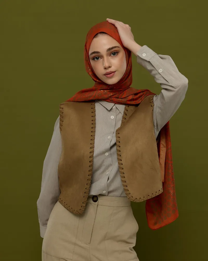 Tarçin & Zeytin Kabuğu Bala Hatun Desen Şal - 18