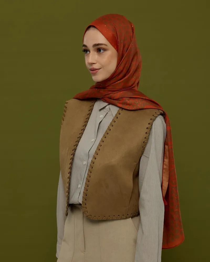 Tarçin & Zeytin Kabuğu Bala Hatun Desen Şal - 18