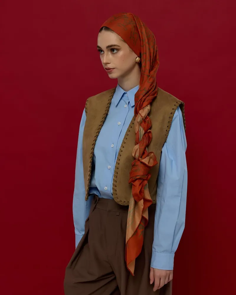 Tarçin & Zeytin Kabuğu Harem Rüyası Desen Şal - 18