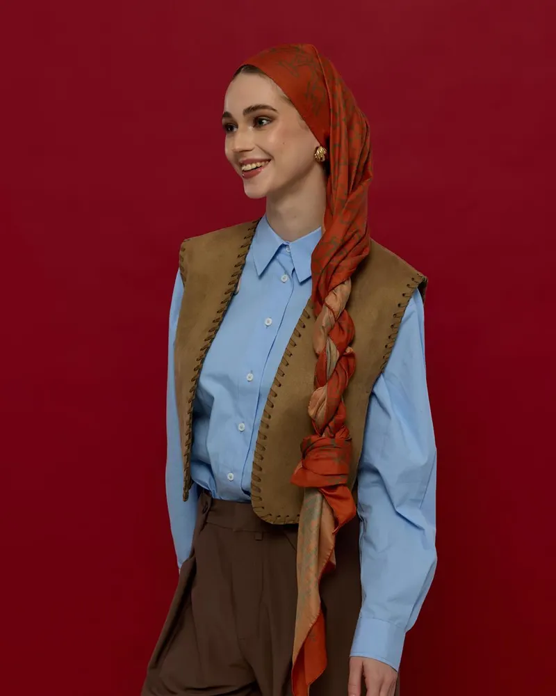 Tarçin & Zeytin Kabuğu Harem Rüyası Desen Şal - 18