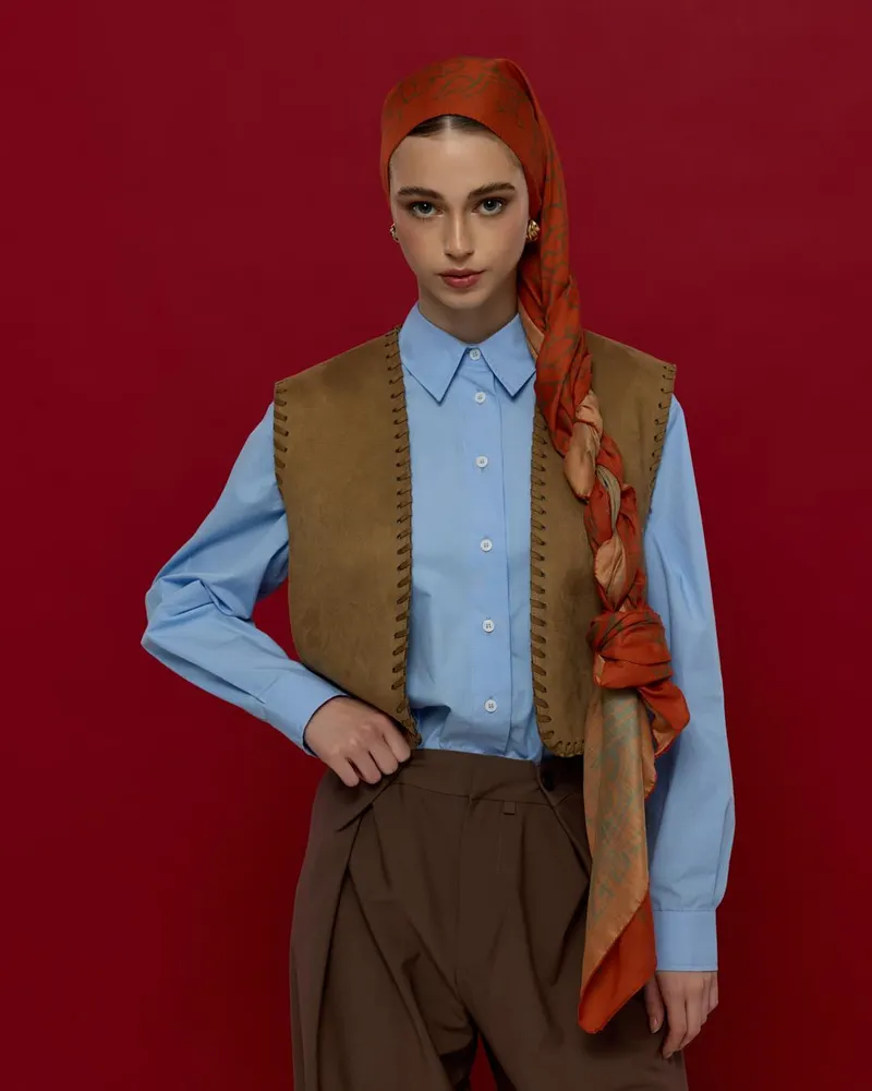 Tarçin & Zeytin Kabuğu Harem Rüyası Desen Şal - 18