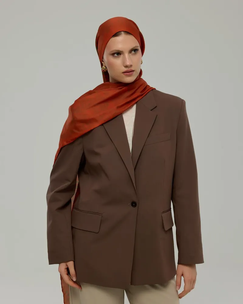 Tarçin & Zeytin Kabuğu Saraylı Desen Şal - 18