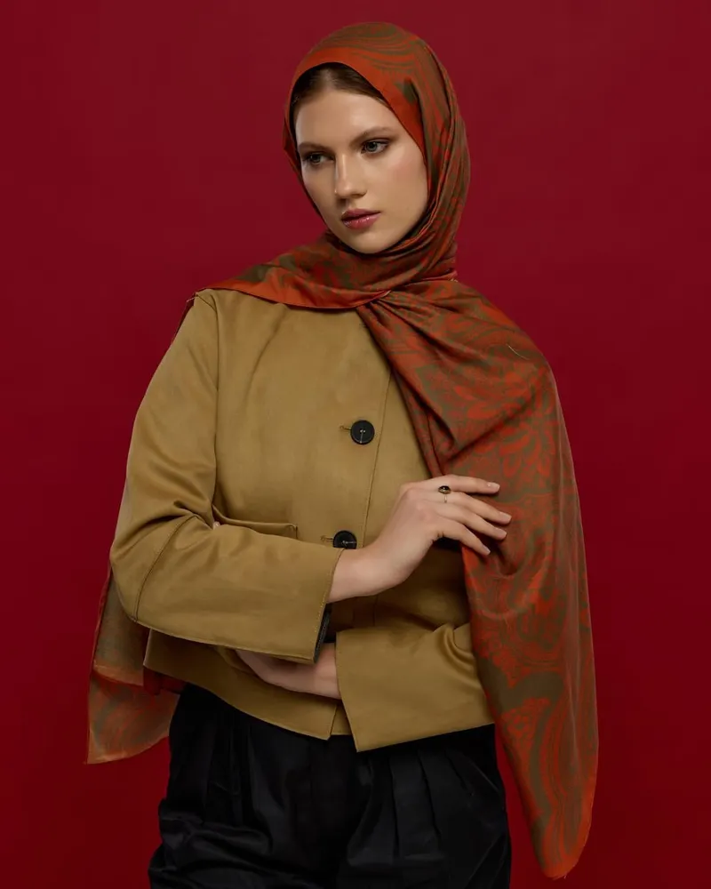 Tarçin & Zeytin Kabuğu Sultani Desen Şal - 18