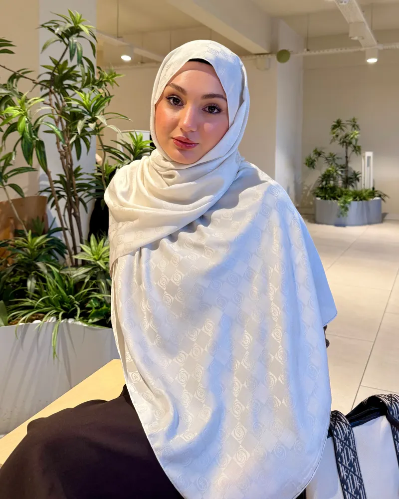 Taş Damier Desen Jakar Şal