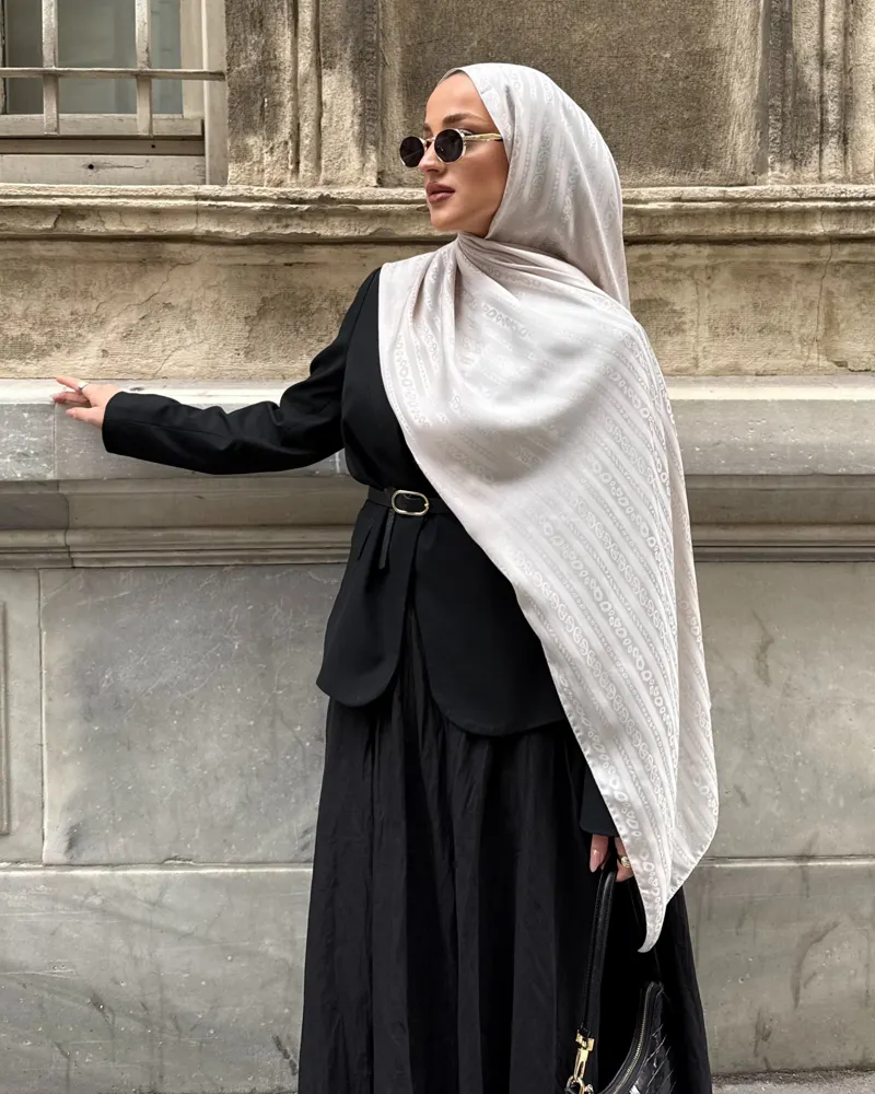 Taş Şerit Desen Jakar Şal