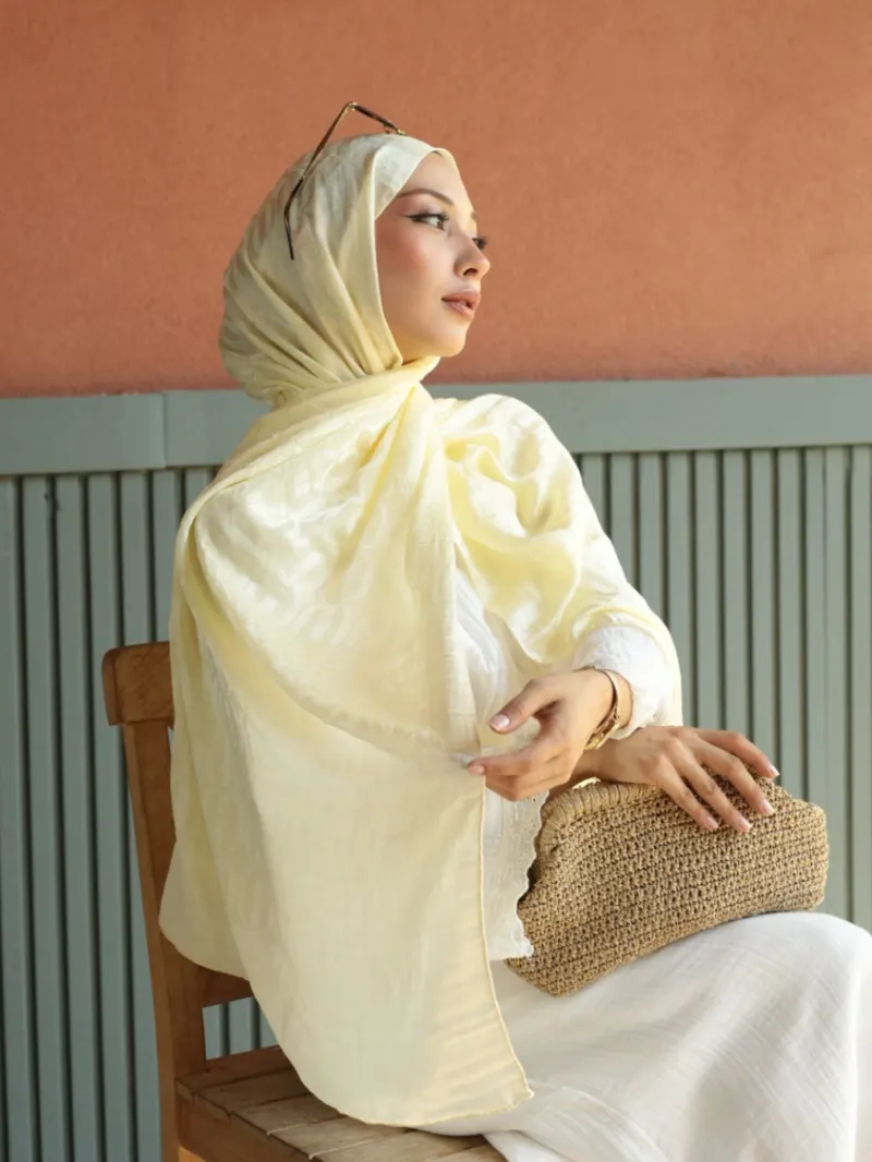 Tereyağı Sarısı Nova Desen Jakar Şal