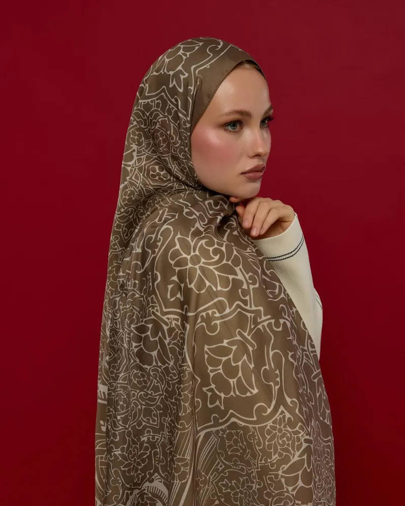 Toprak & Krem Fısıltı Harem Rüyası Desen Şal - 15