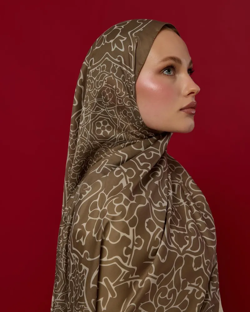 Toprak & Krem Fısıltı Harem Rüyası Desen Şal - 15
