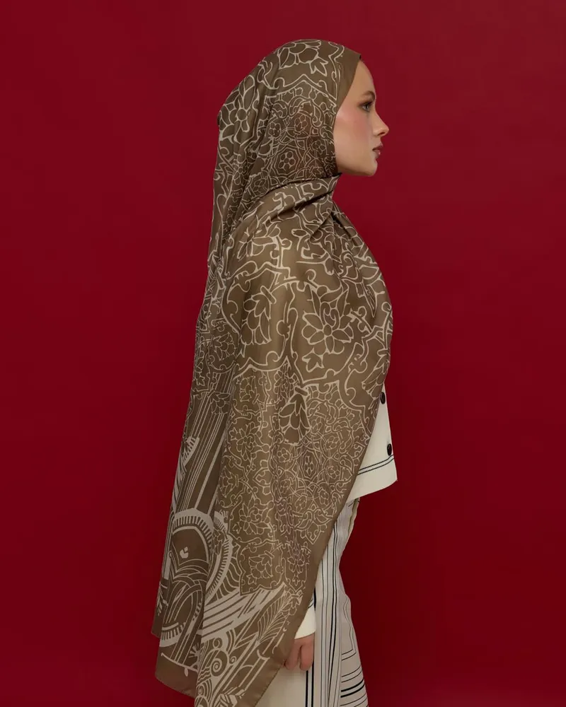 Toprak & Krem Fısıltı Harem Rüyası Desen Şal - 15