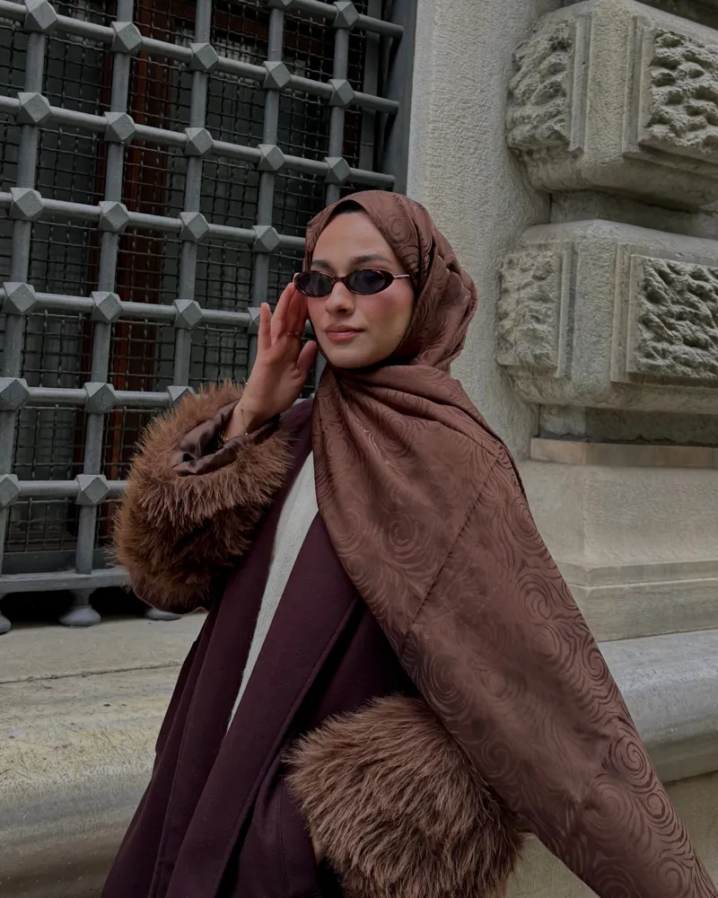 Tozlu Kahve Revan Desen Jakar Şal