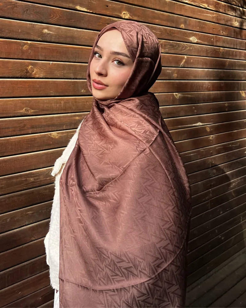 Tozlu Kahve Triya Desen Jakar Şal