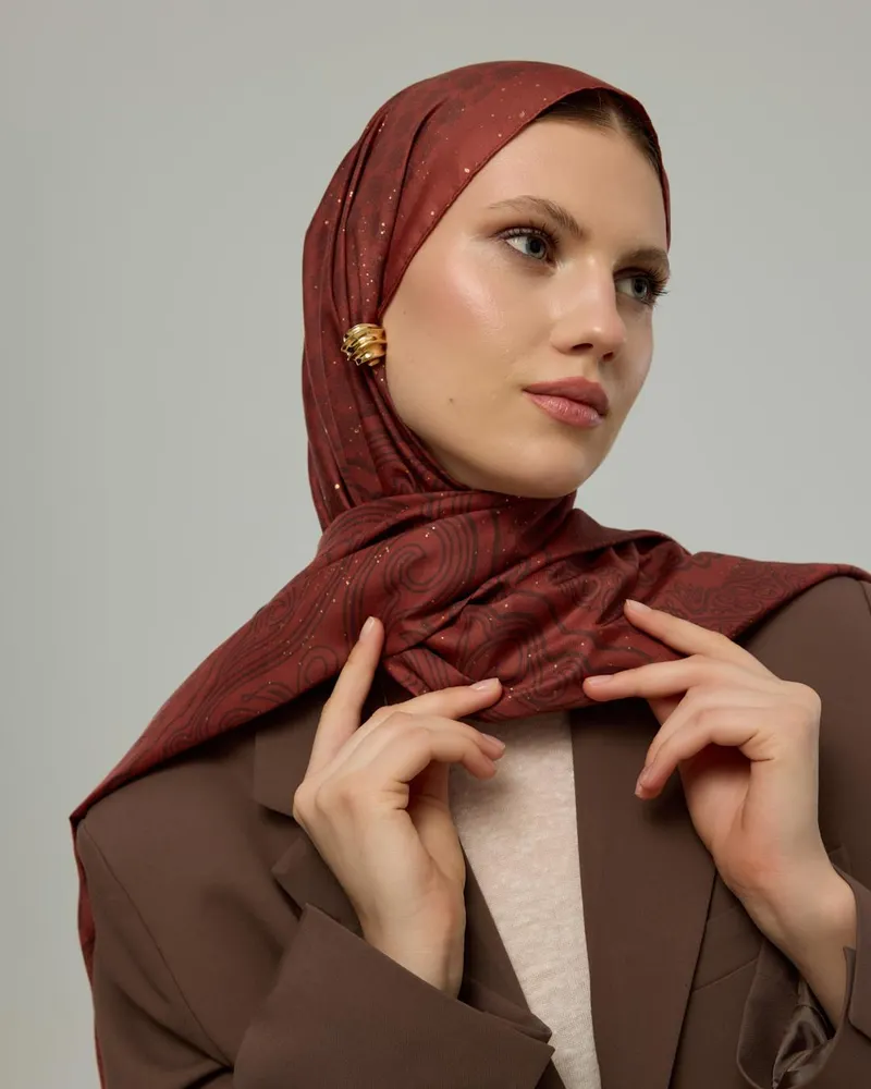 Tuzlu Karamel & Kestane Kabuğu Bala Hatun Desen Şal - 14