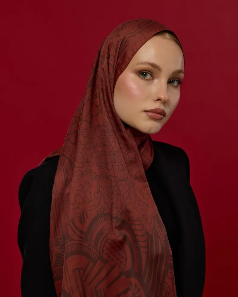 Tuzlu Karamel & Kestane Kabuğu Harem Rüyası Desen Şal - 14