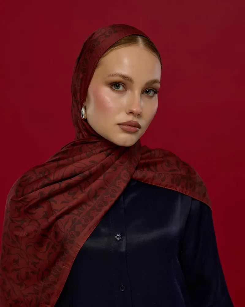 Tuzlu Karamel & Kestane Kabuğu Lale Bahçesi Desen Şal - 14