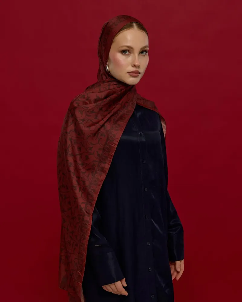 Tuzlu Karamel & Kestane Kabuğu Lale Bahçesi Desen Şal - 14