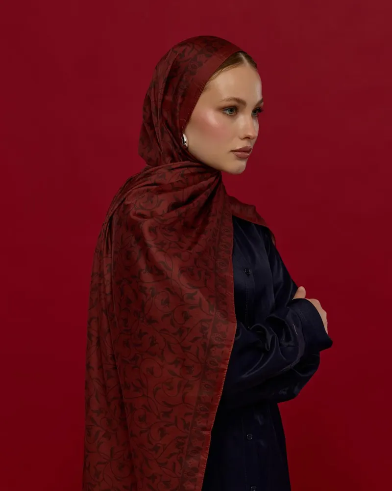 Tuzlu Karamel & Kestane Kabuğu Lale Bahçesi Desen Şal - 14