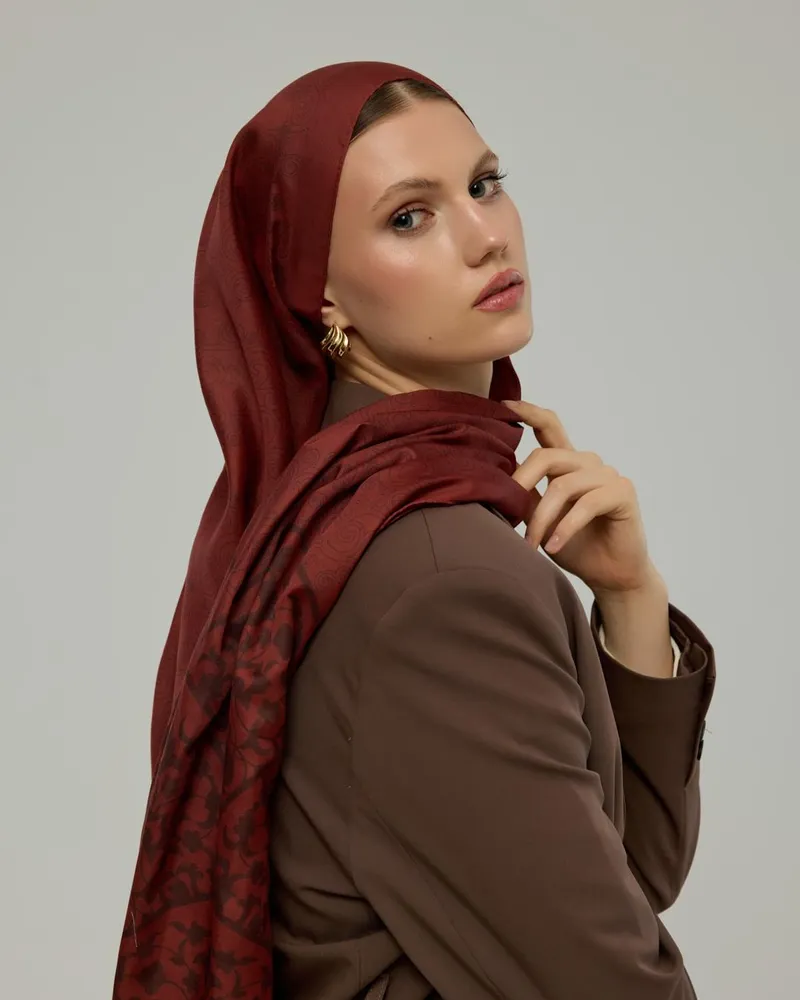 Tuzlu Karamel & Kestane Kabuğu Saraylı Desen Şal - 14