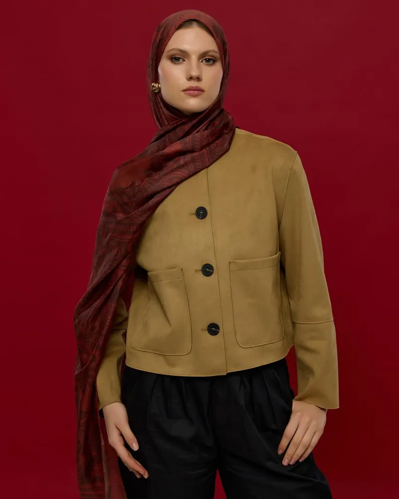 Tuzlu Karamel & Kestane Kabuğu Sultani Desen Şal - 14