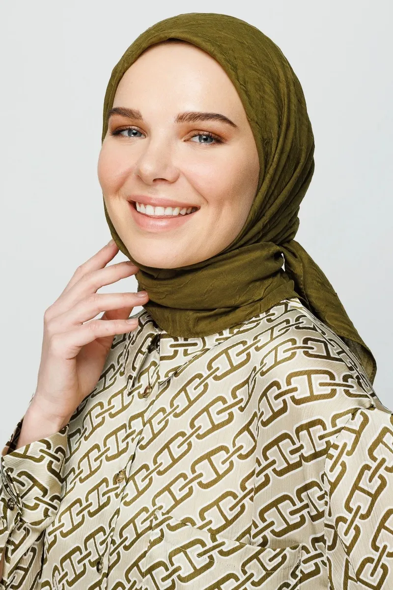Yağ Yeşili Bambu Eşarp