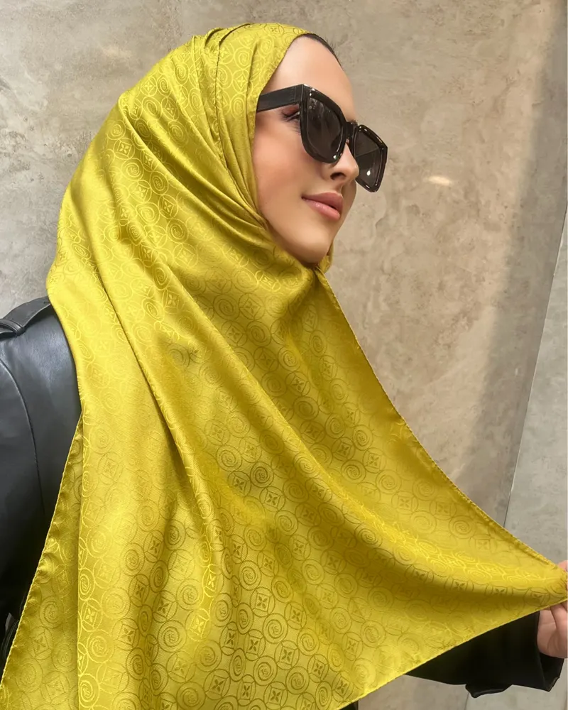 Yağ Yeşili Luxe Desen Jakar Şal · görsel 2