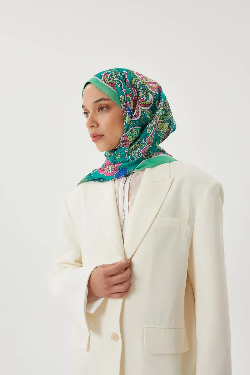 Yeşil & Benetton Retro Desen Şal · görsel 2