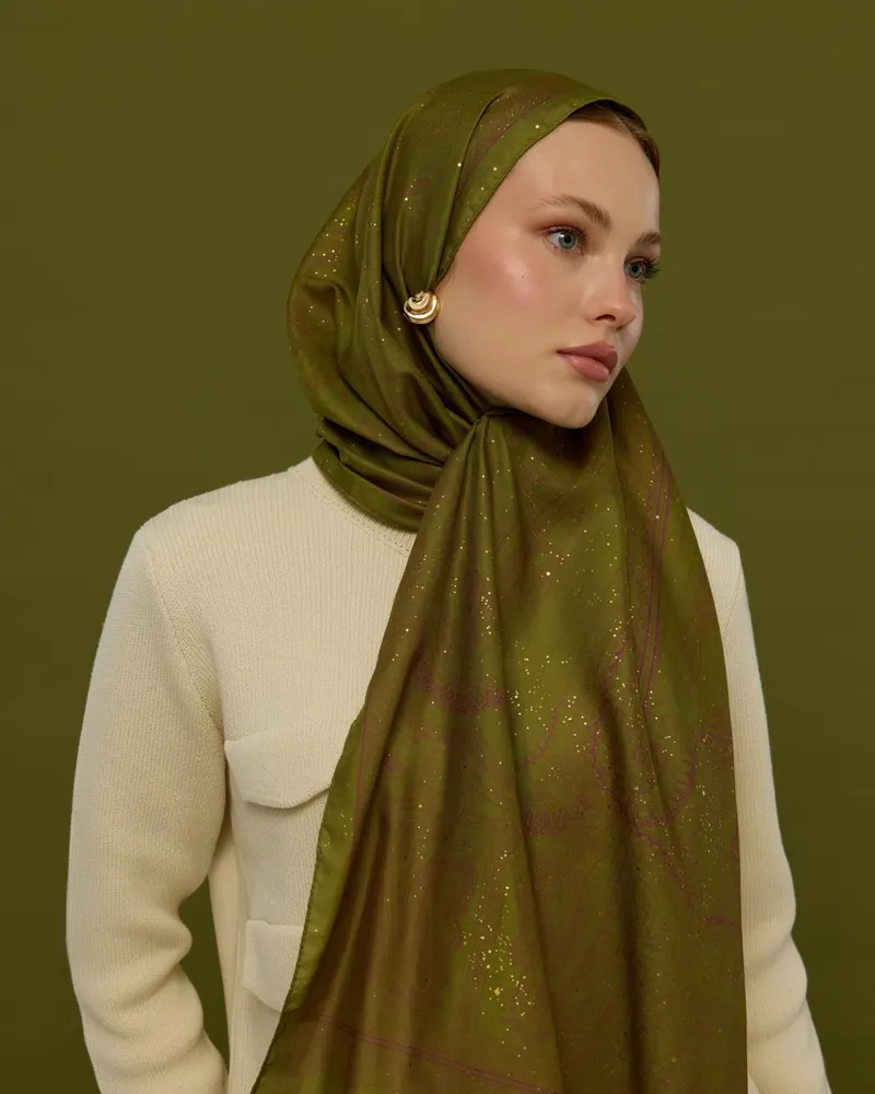Zeytin Çiçeği & Mürdüm Hürrem Desen Şal - 24