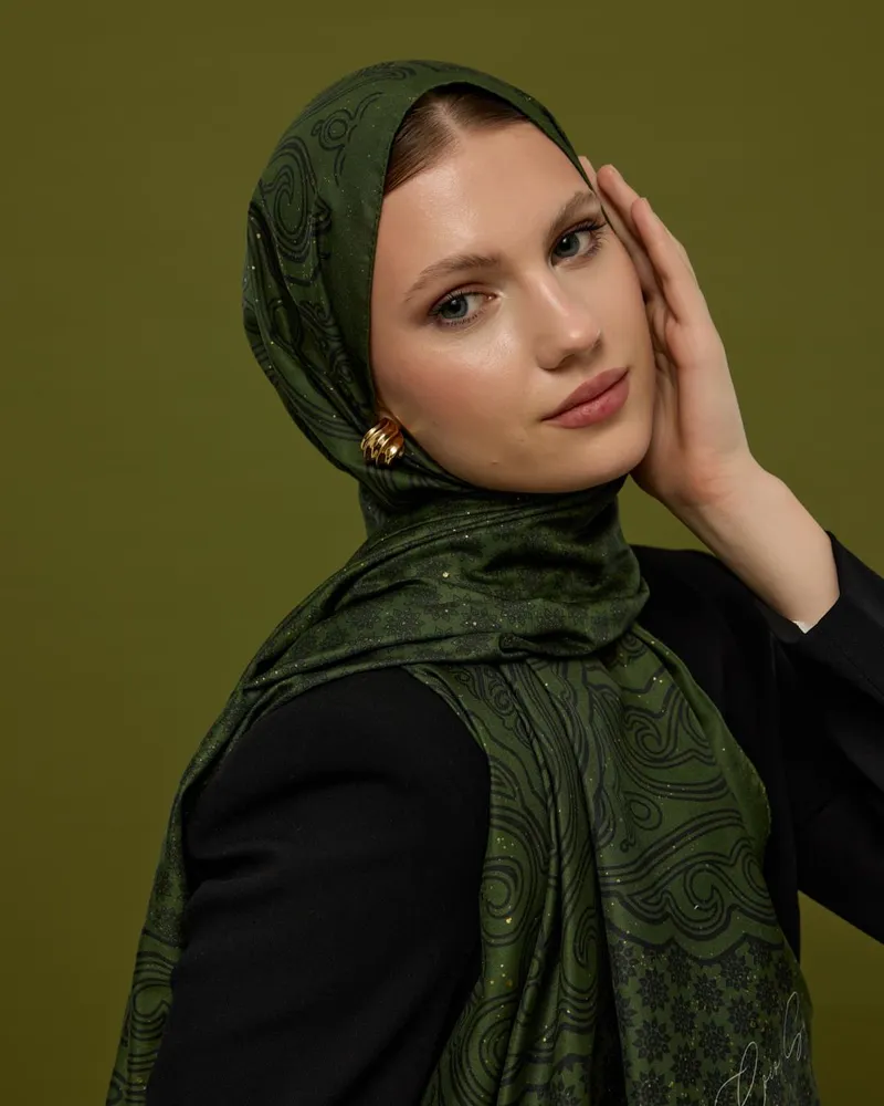 Zeytin & Siyah Bala Hatun Desen Şal - 74