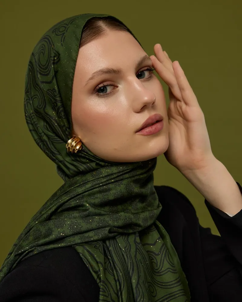 Zeytin & Siyah Bala Hatun Desen Şal - 74