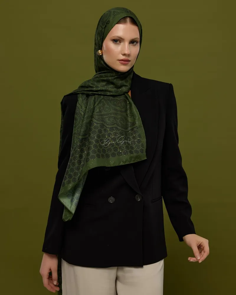 Zeytin & Siyah Bala Hatun Desen Şal - 74