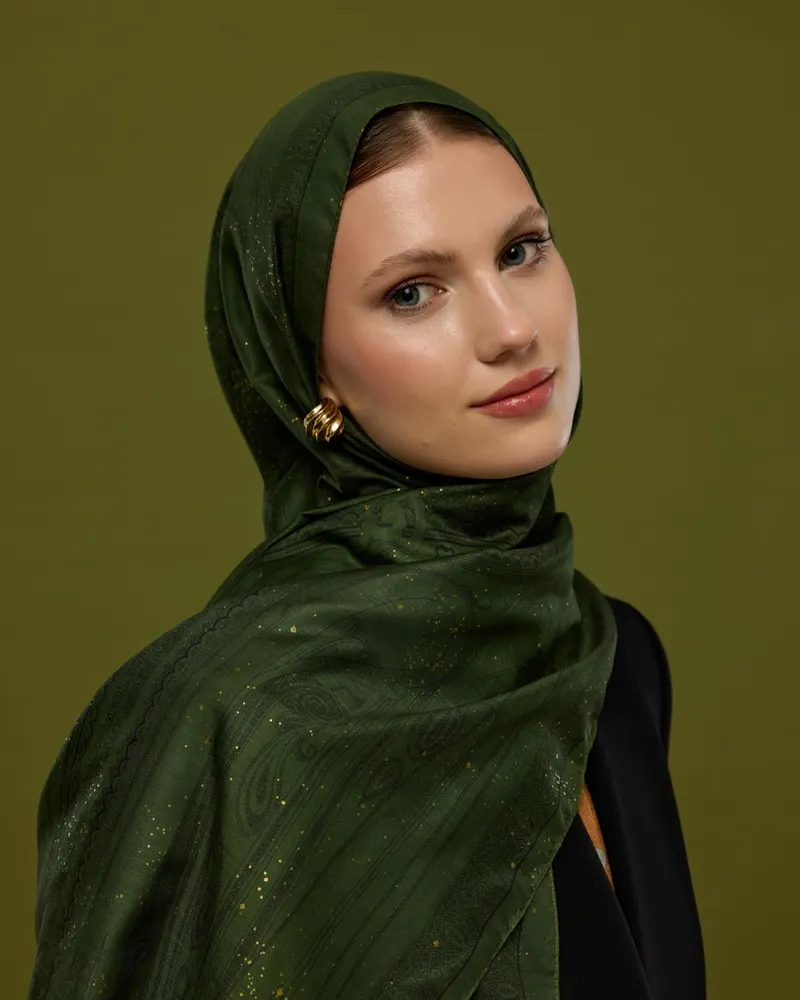 Zeytin & Siyah Hürrem Desen Şal - 74