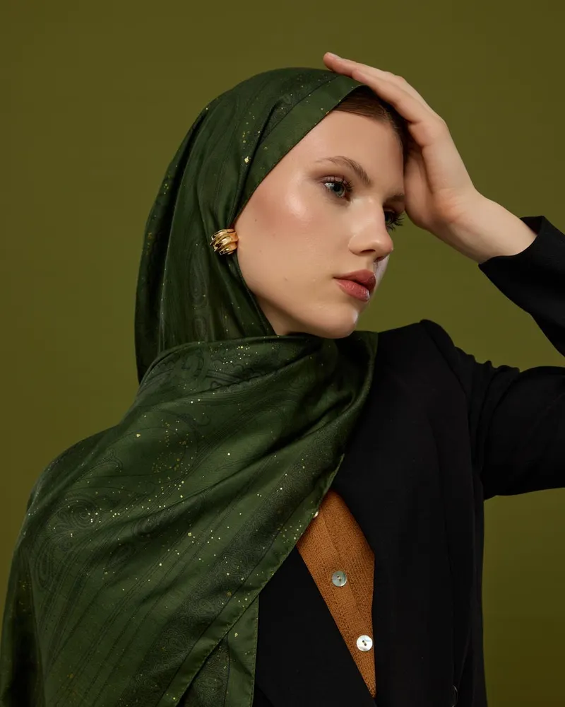 Zeytin & Siyah Hürrem Desen Şal - 74 · görsel 3