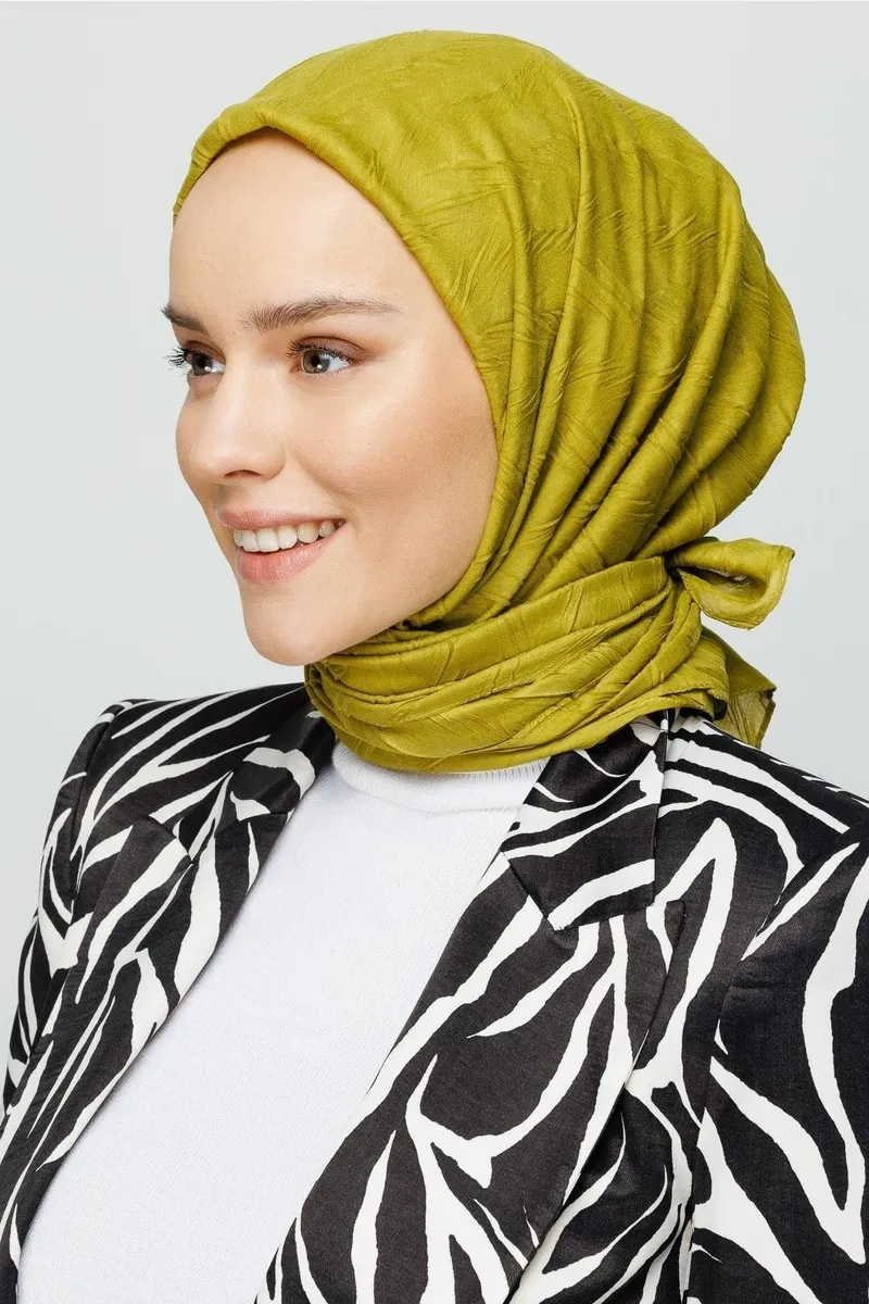 Zeytin Yeşili Piliseli Bambu Eşarp