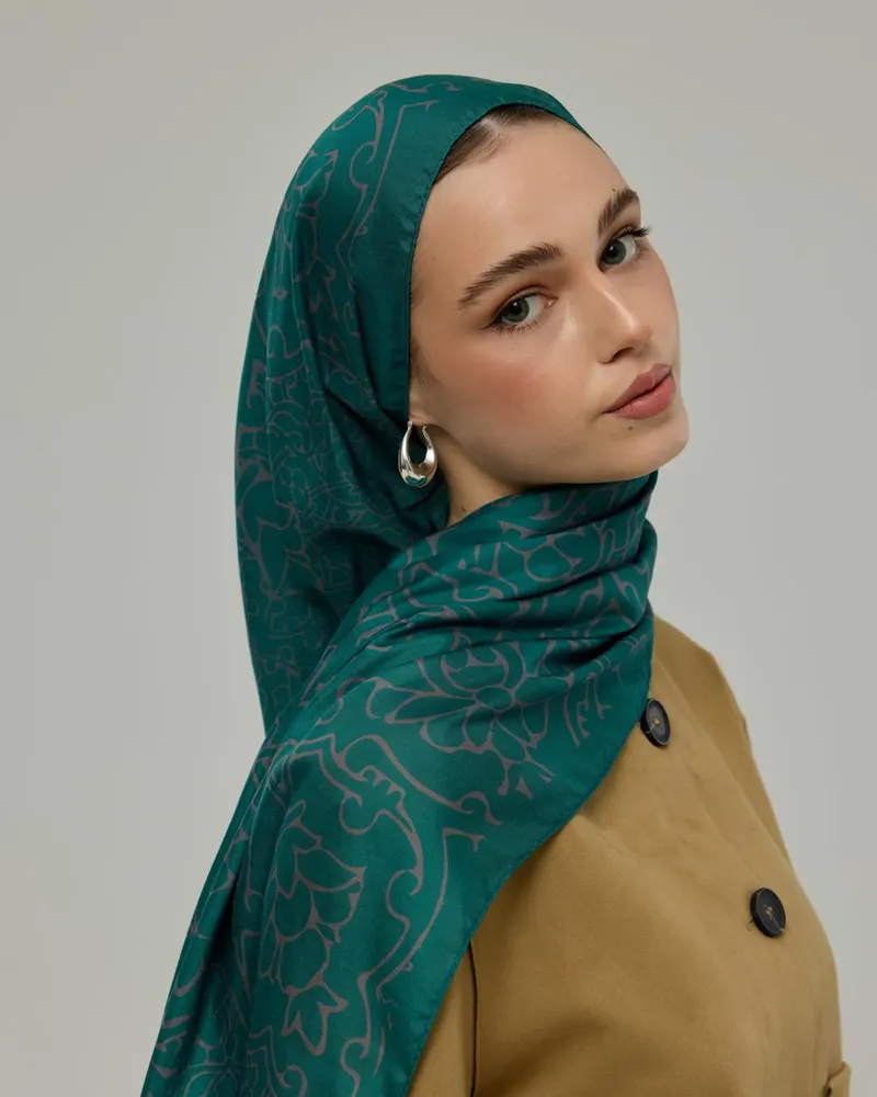 Zümrüt & Lavanta Çizgisi Harem Rüyası Desen Şal - 53
