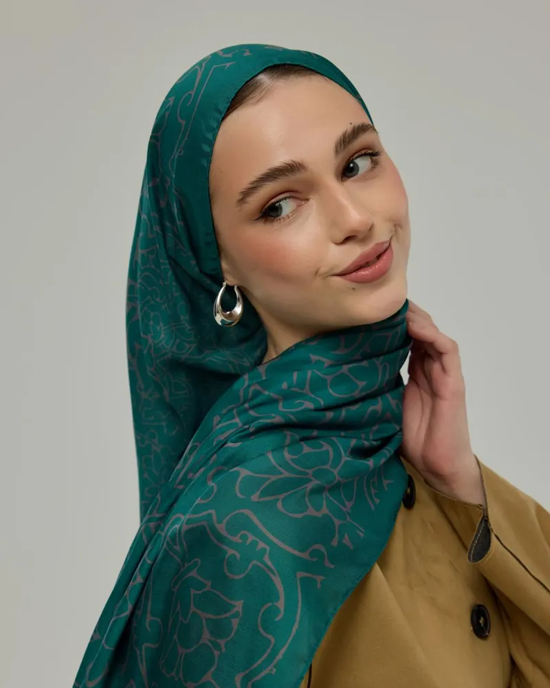 Zümrüt & Lavanta Çizgisi Harem Rüyası Desen Şal - 53