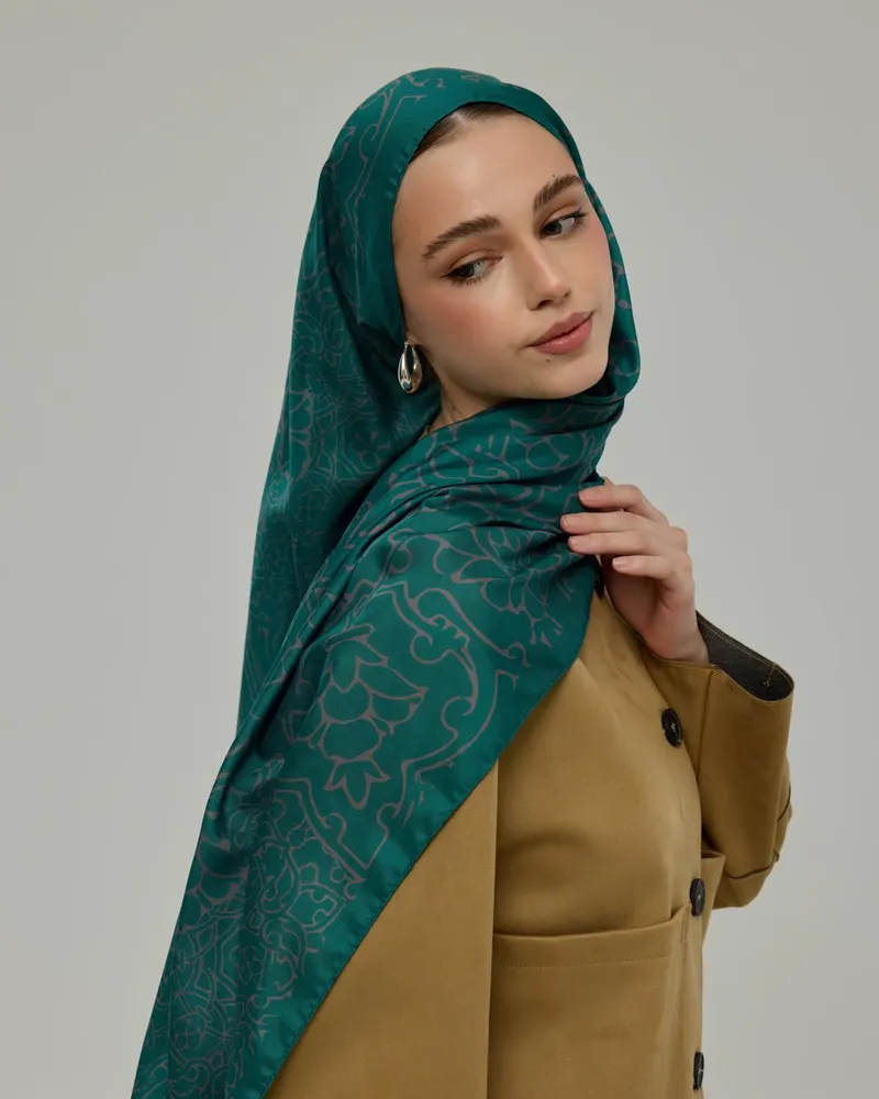 Zümrüt & Lavanta Çizgisi Harem Rüyası Desen Şal - 53