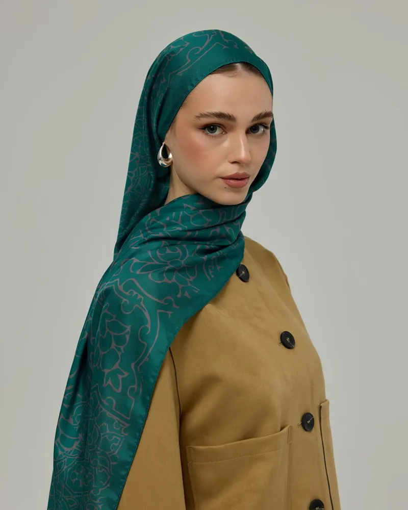 Zümrüt & Lavanta Çizgisi Harem Rüyası Desen Şal - 53