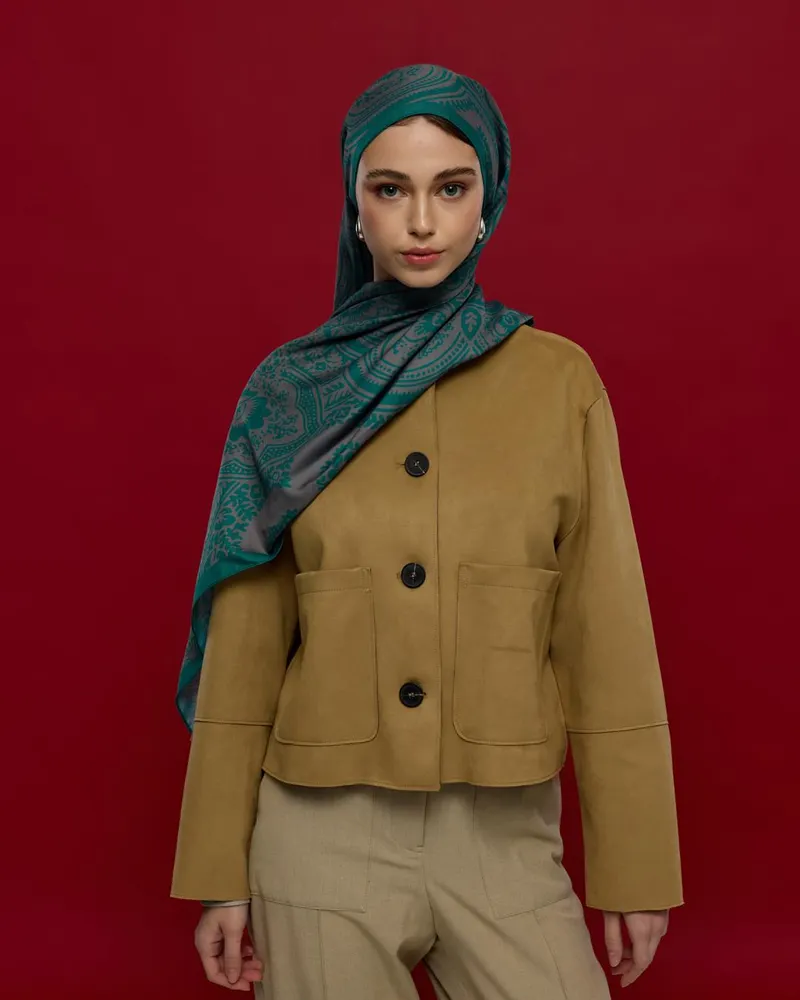 Zümrüt & Lavanta Çizgisi Sultani Desen Şal - 53