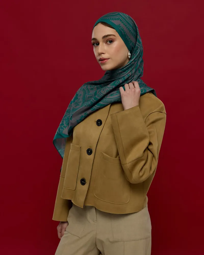 Zümrüt & Lavanta Çizgisi Sultani Desen Şal - 53
